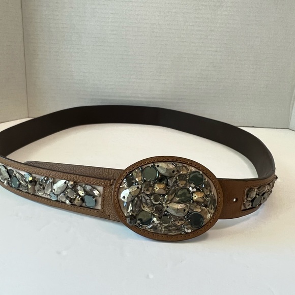 Jewel Embellished Belt silver pewter jewel tone man made material 43” - Picture 8 of 12